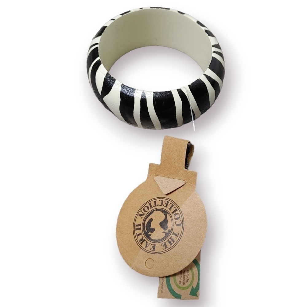 The Earth Collection wooden zebra print bracelet